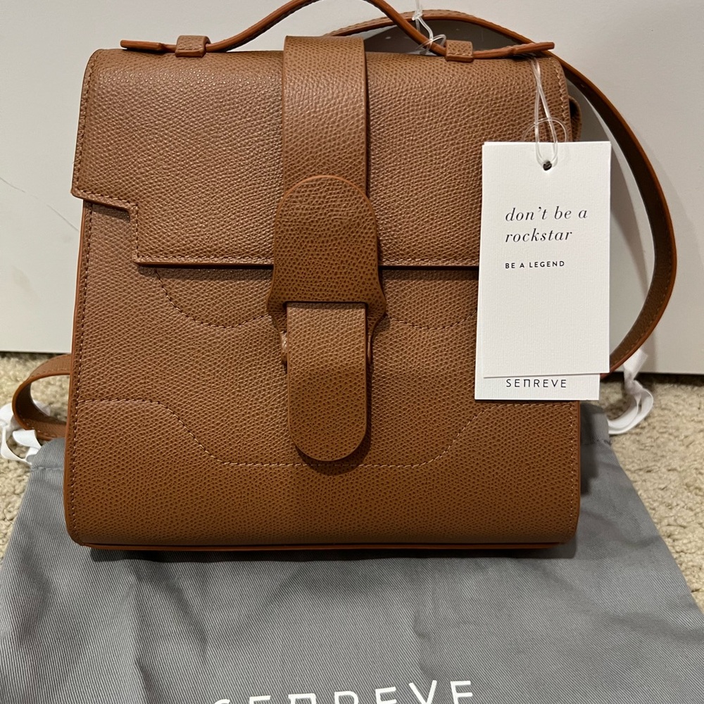 Senreve Alunna Bag Pebbled Leather Chestnut Brown